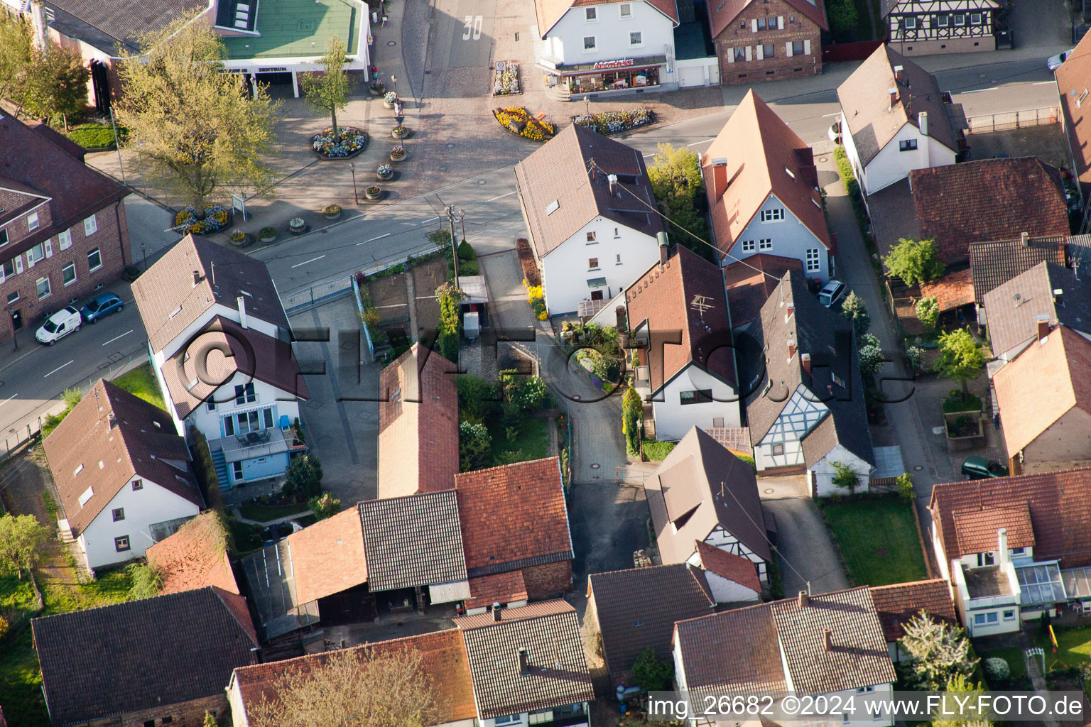 District Stupferich in Karlsruhe in the state Baden-Wuerttemberg, Germany from above