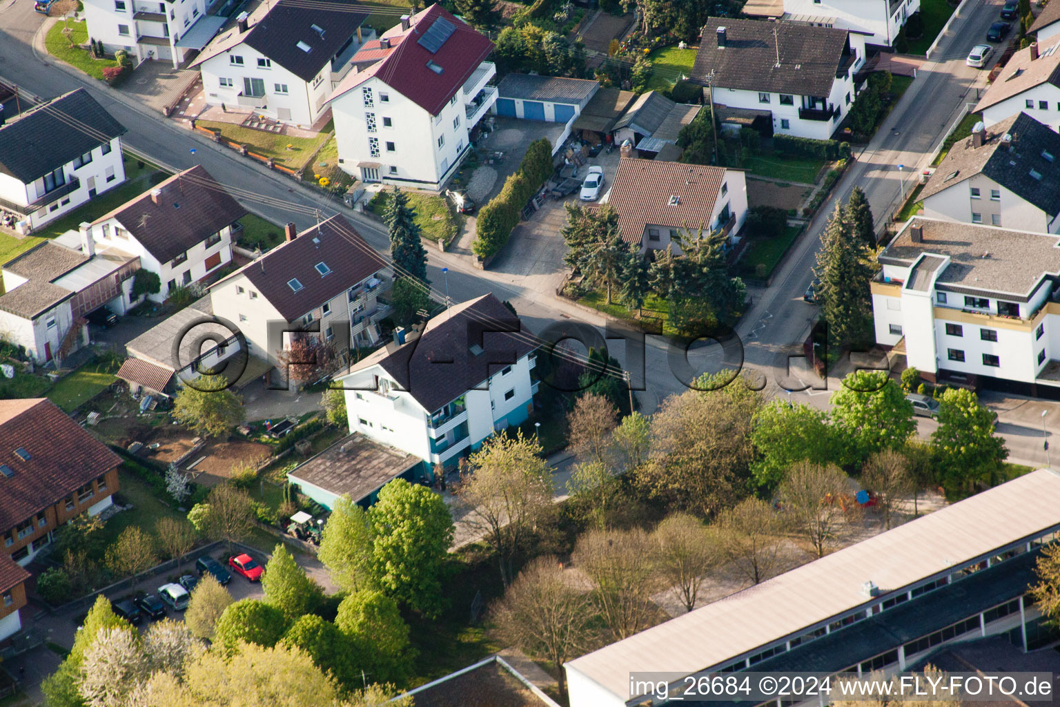 District Stupferich in Karlsruhe in the state Baden-Wuerttemberg, Germany seen from above