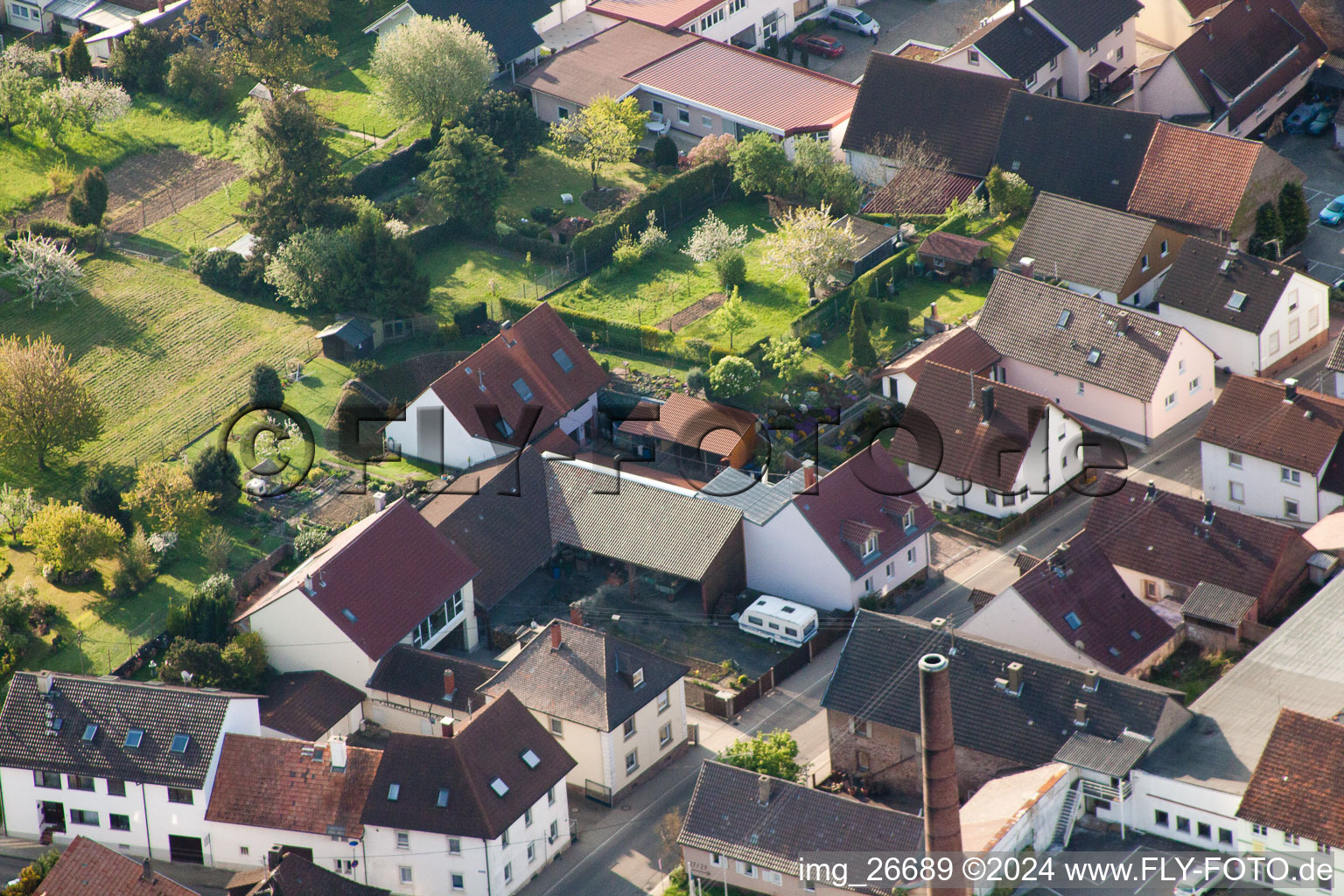 Aerial view of Stupferich in the district Hohenwettersbach in Karlsruhe in the state Baden-Wuerttemberg, Germany