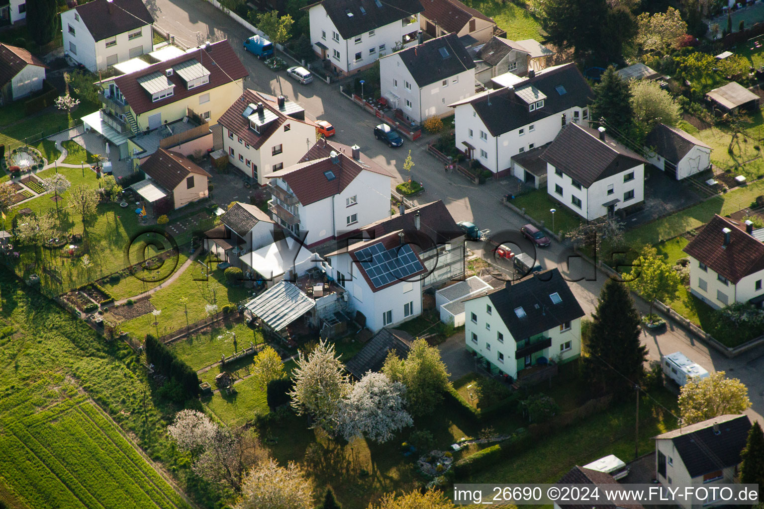 Aerial photograpy of Stupferich in the district Hohenwettersbach in Karlsruhe in the state Baden-Wuerttemberg, Germany