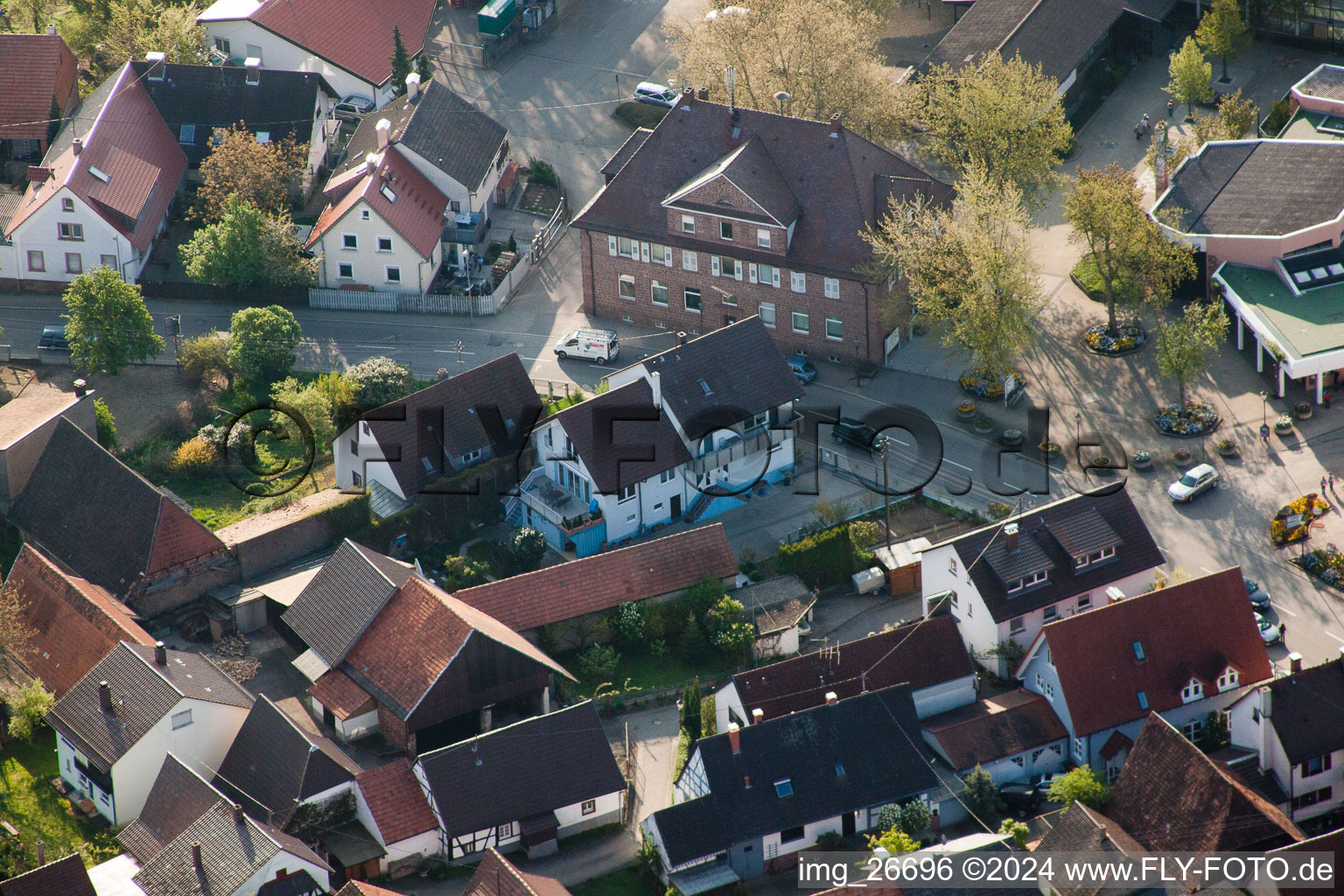 Aerial view of District Stupferich in Karlsruhe in the state Baden-Wuerttemberg, Germany