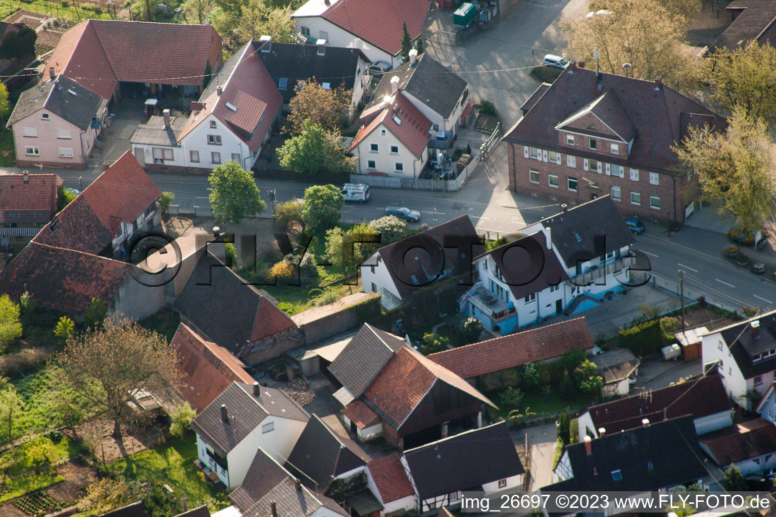 Aerial photograpy of District Stupferich in Karlsruhe in the state Baden-Wuerttemberg, Germany