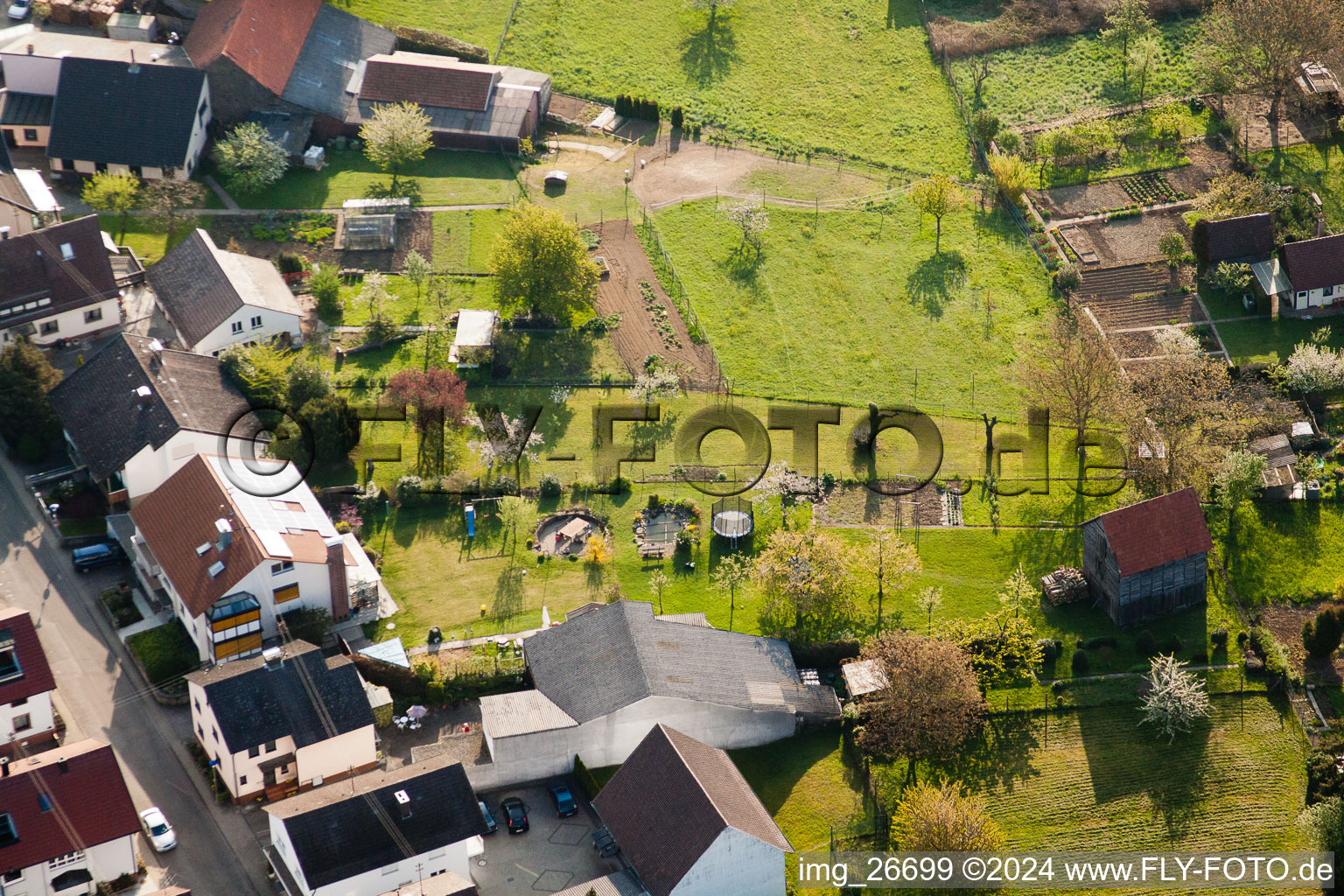 District Stupferich in Karlsruhe in the state Baden-Wuerttemberg, Germany from above