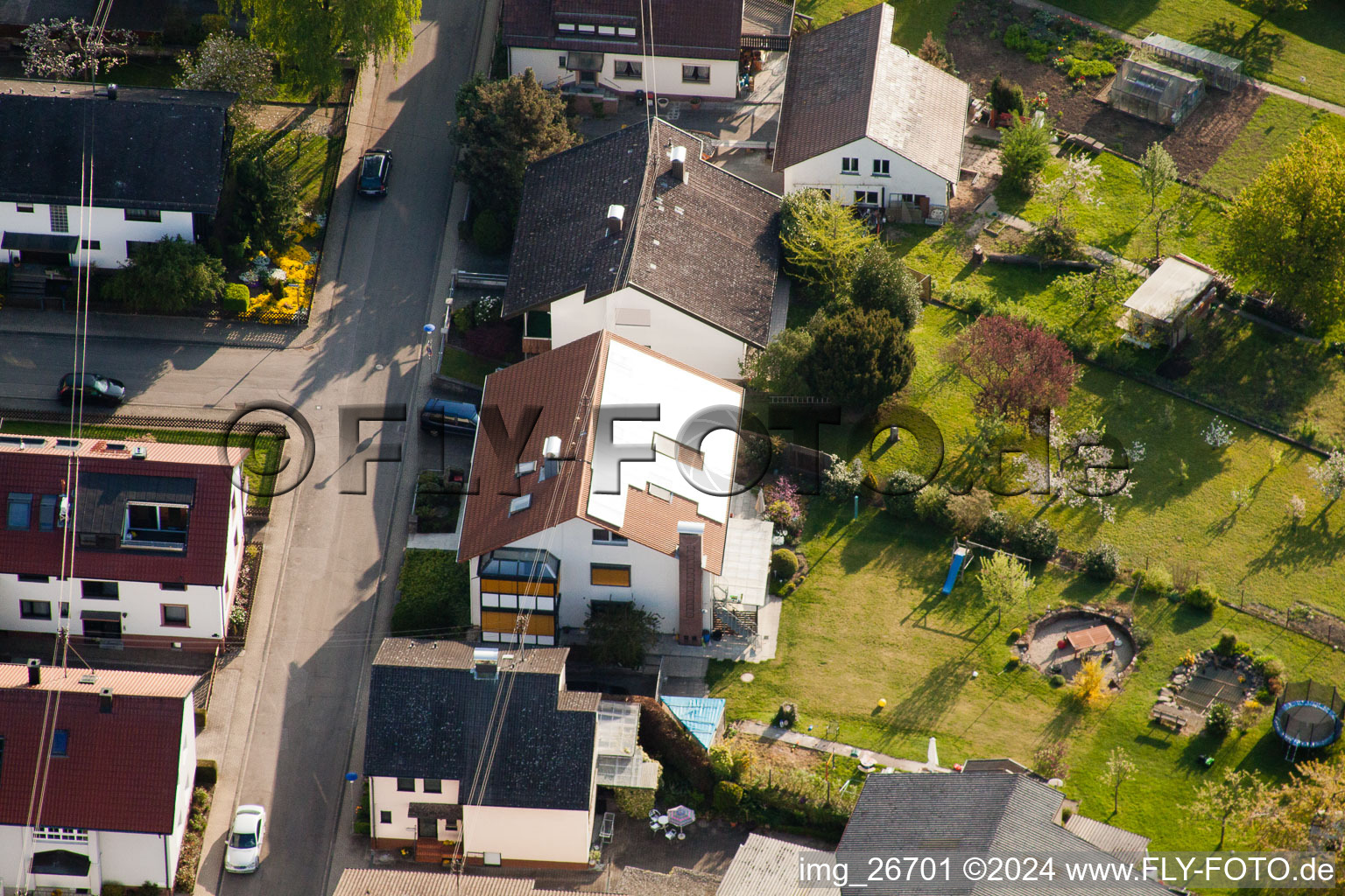 District Stupferich in Karlsruhe in the state Baden-Wuerttemberg, Germany seen from above