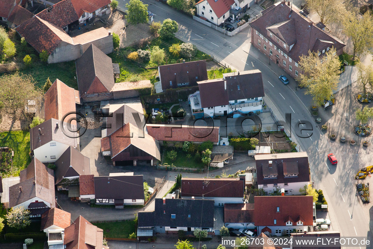 Bird's eye view of District Stupferich in Karlsruhe in the state Baden-Wuerttemberg, Germany