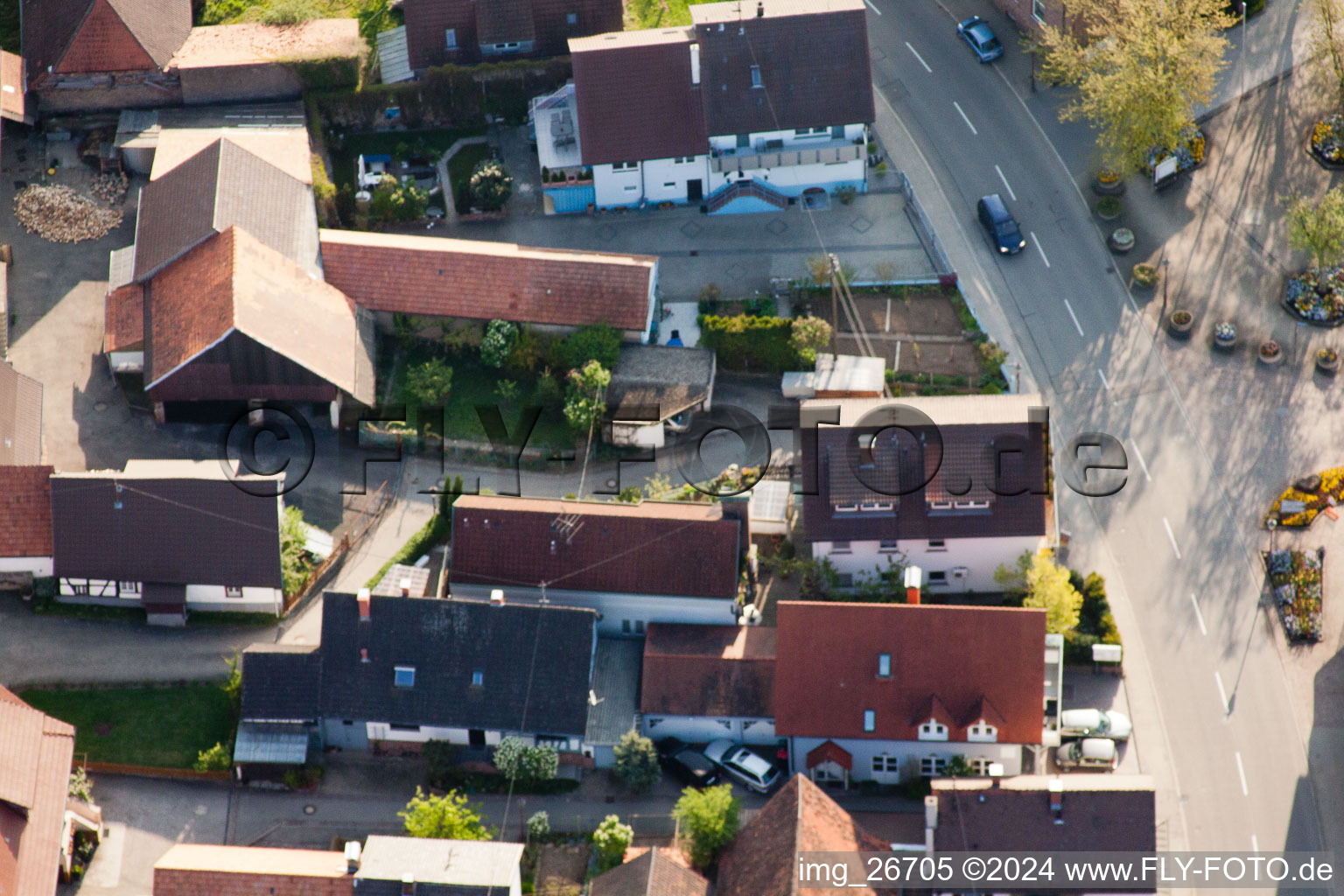 Drone recording of District Stupferich in Karlsruhe in the state Baden-Wuerttemberg, Germany