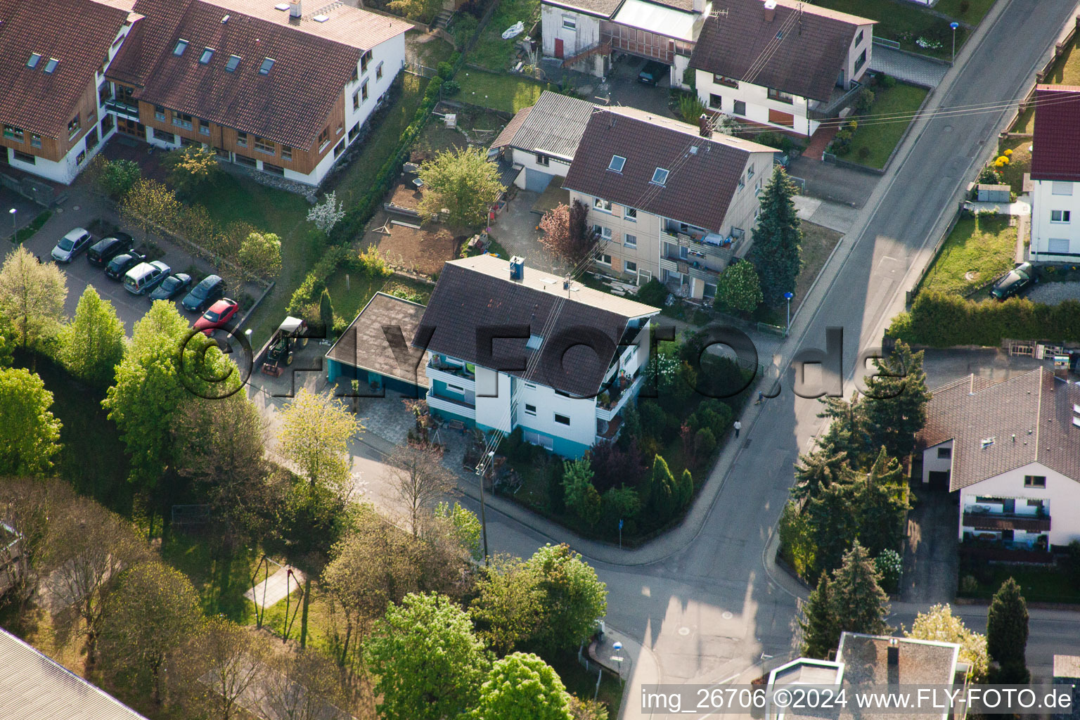 Drone image of District Stupferich in Karlsruhe in the state Baden-Wuerttemberg, Germany