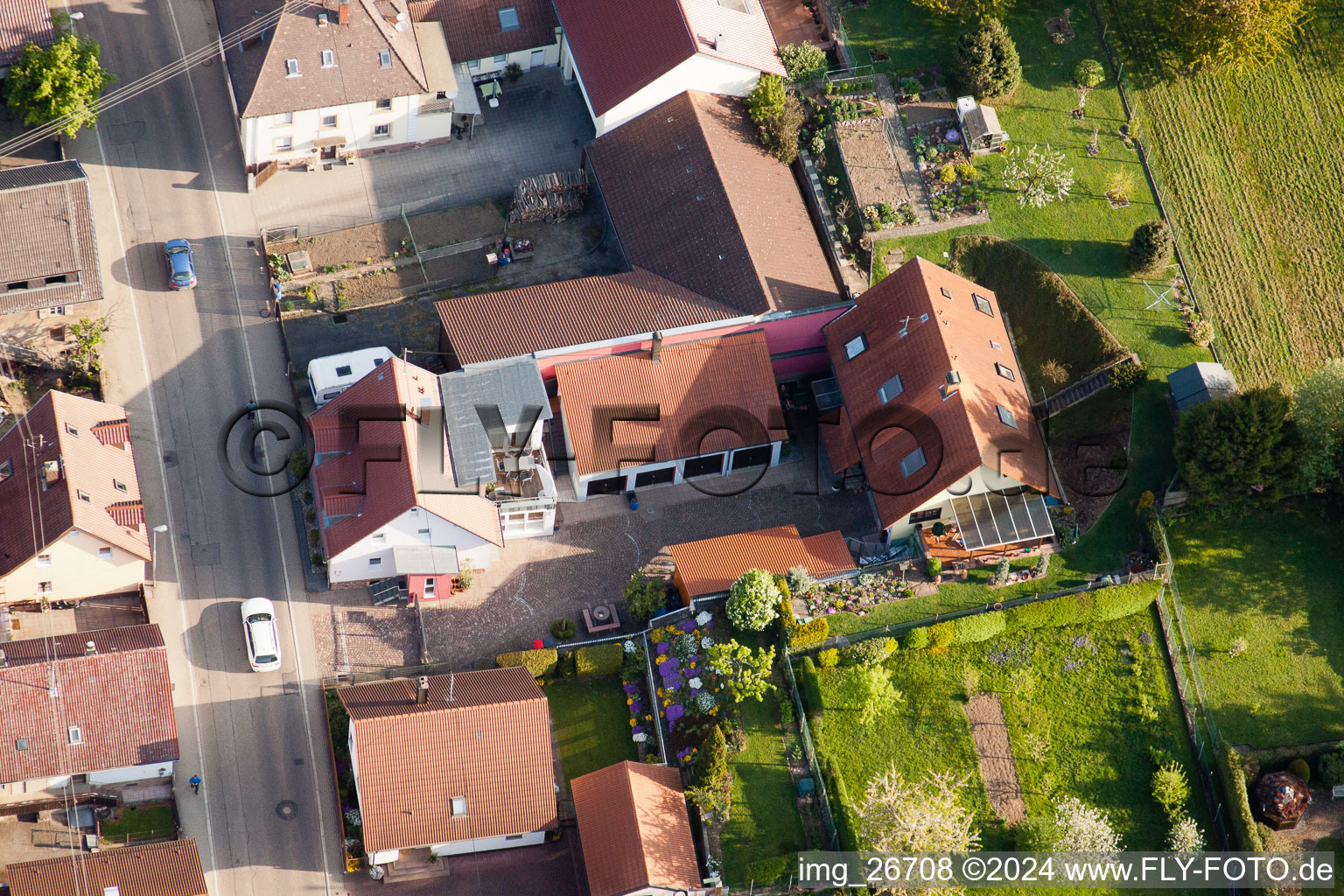 District Stupferich in Karlsruhe in the state Baden-Wuerttemberg, Germany from a drone