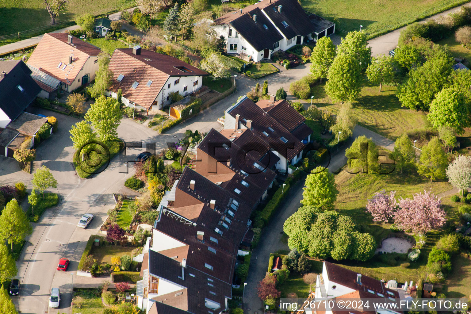 Aerial view of District Stupferich in Karlsruhe in the state Baden-Wuerttemberg, Germany