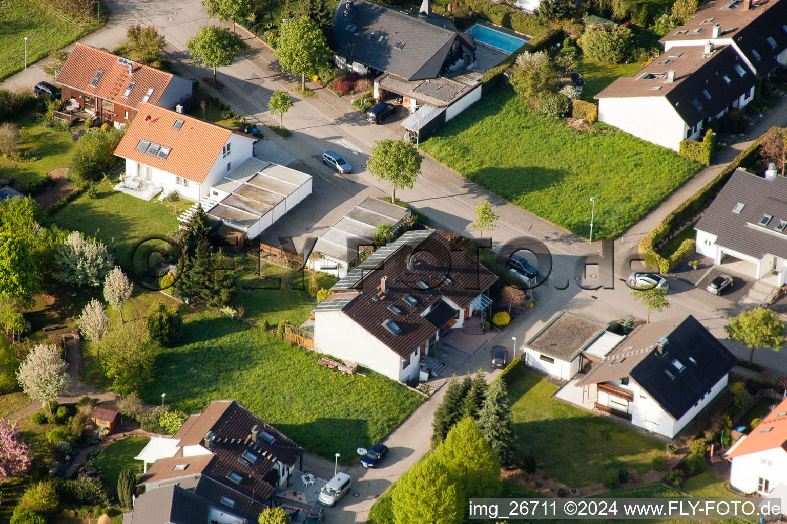 Aerial photograpy of District Stupferich in Karlsruhe in the state Baden-Wuerttemberg, Germany