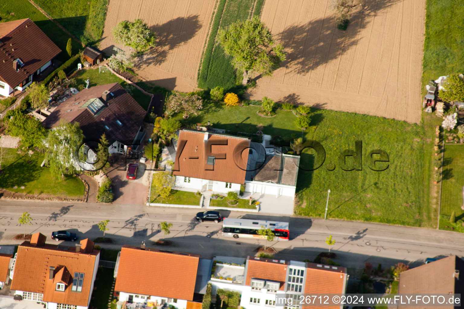 Oblique view of District Stupferich in Karlsruhe in the state Baden-Wuerttemberg, Germany