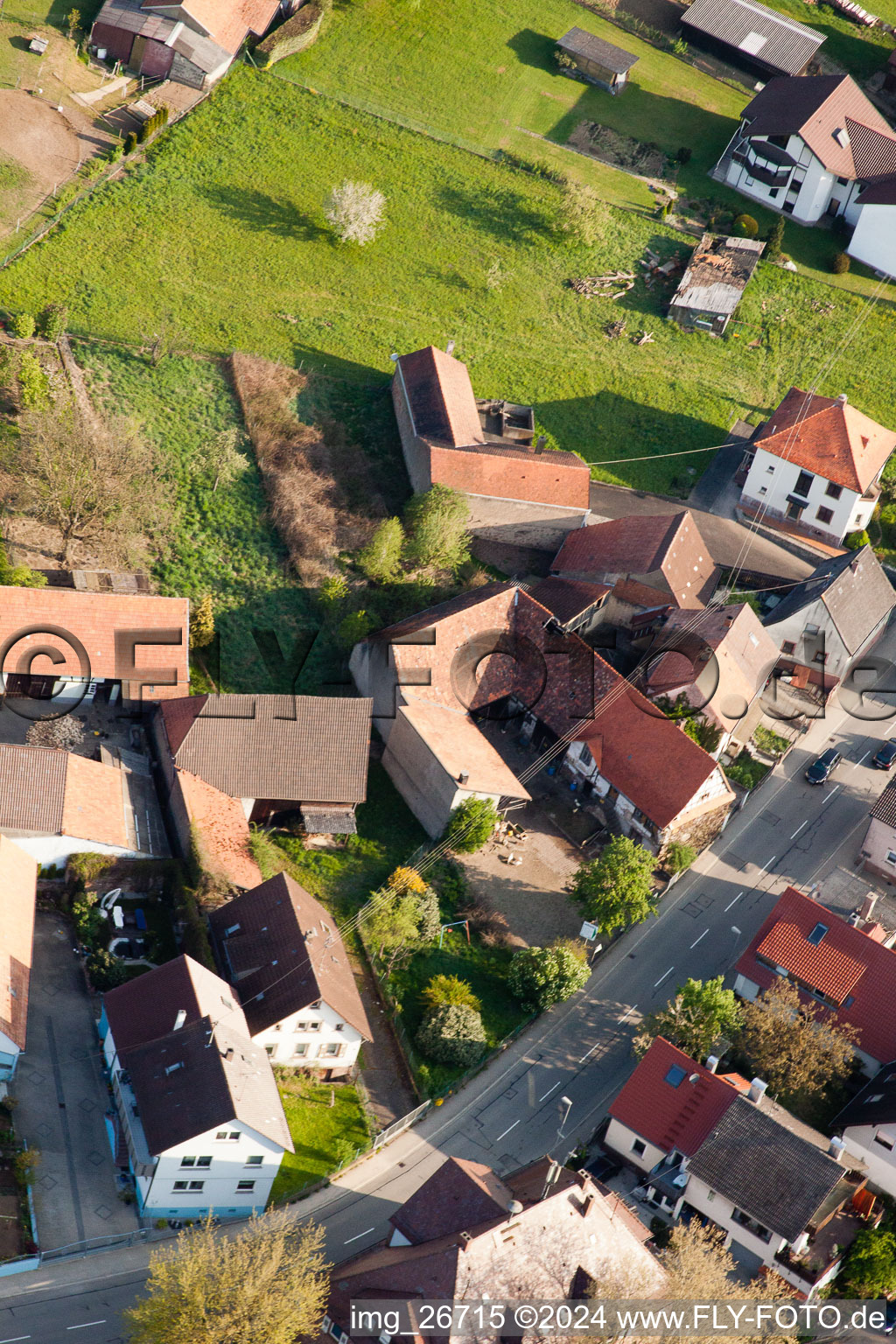 District Stupferich in Karlsruhe in the state Baden-Wuerttemberg, Germany from above