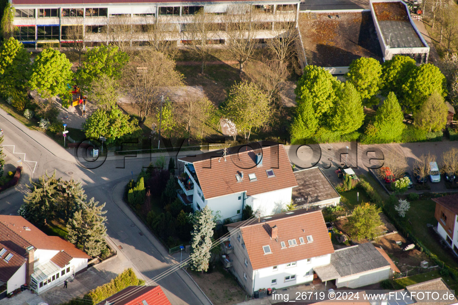 District Stupferich in Karlsruhe in the state Baden-Wuerttemberg, Germany seen from above