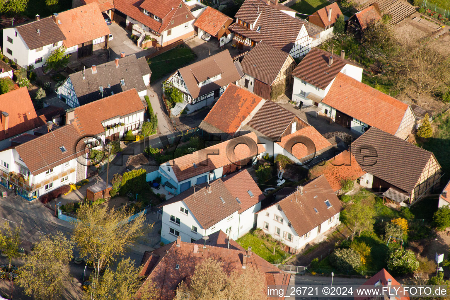 Bird's eye view of District Stupferich in Karlsruhe in the state Baden-Wuerttemberg, Germany