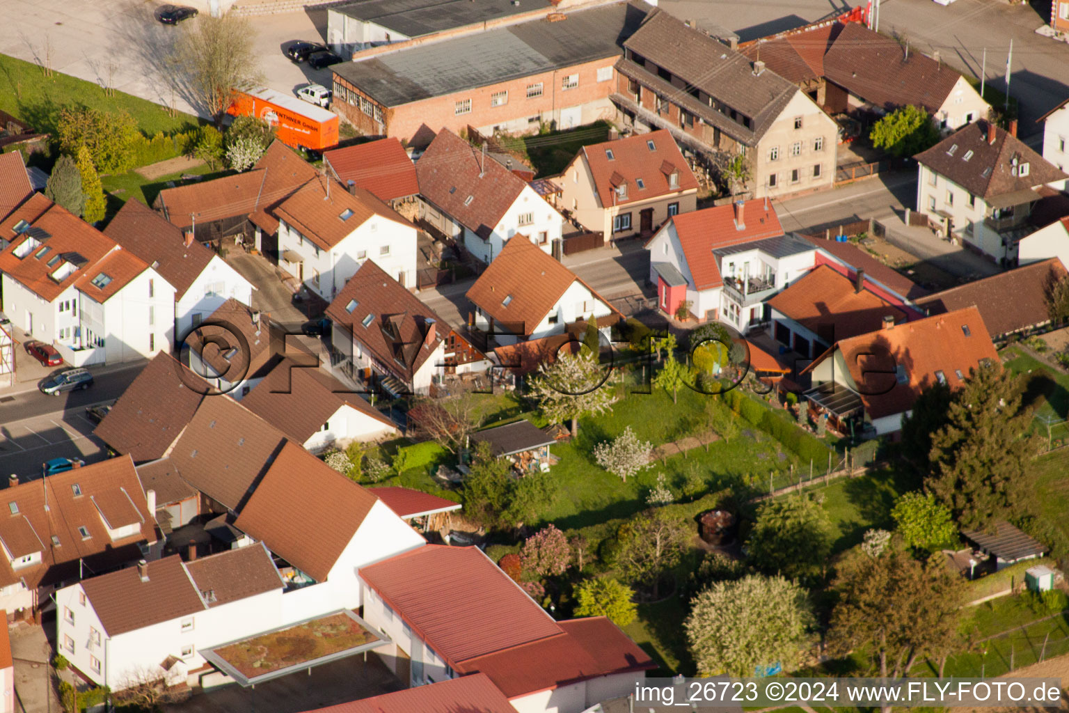 Drone recording of District Stupferich in Karlsruhe in the state Baden-Wuerttemberg, Germany