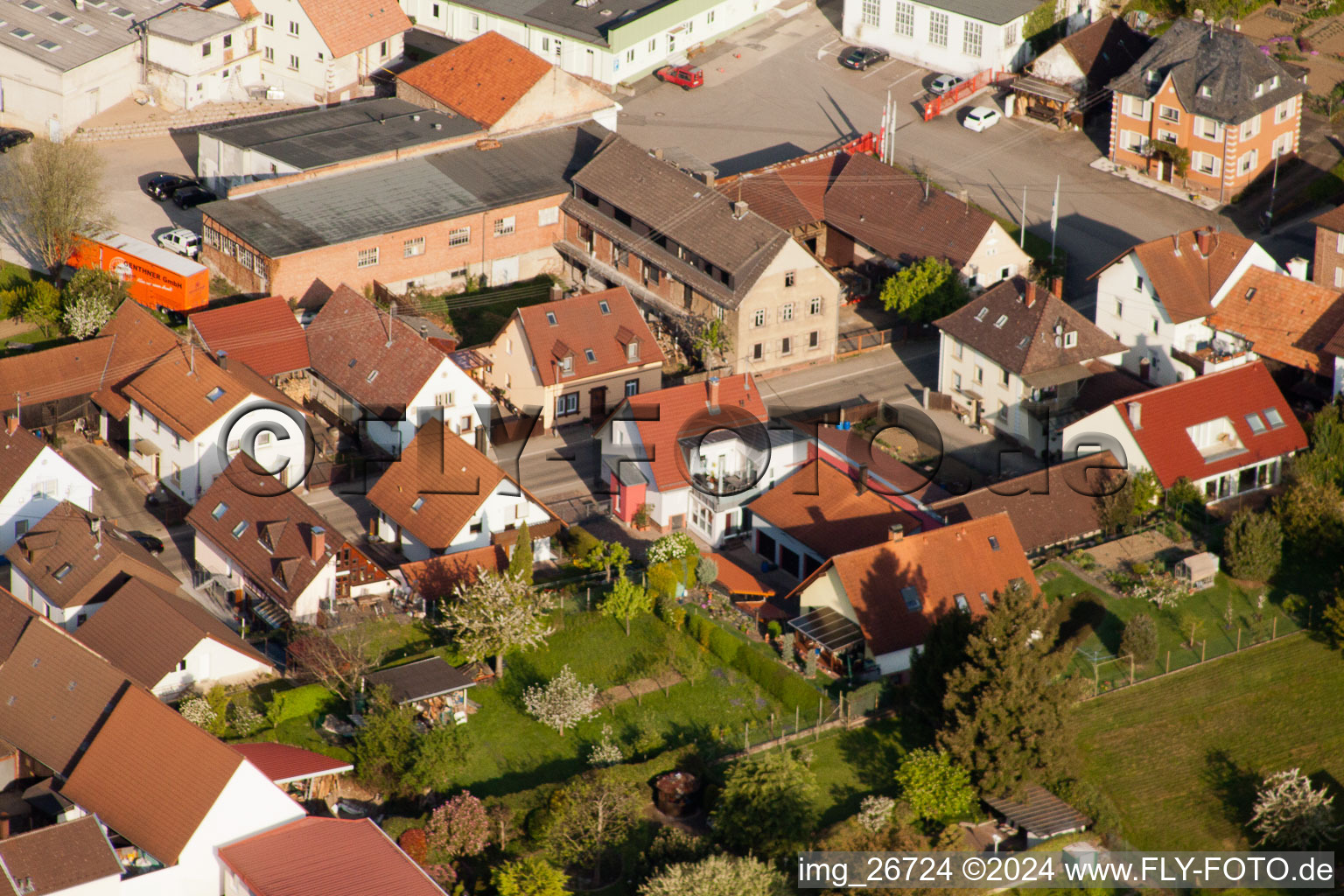 Drone image of District Stupferich in Karlsruhe in the state Baden-Wuerttemberg, Germany