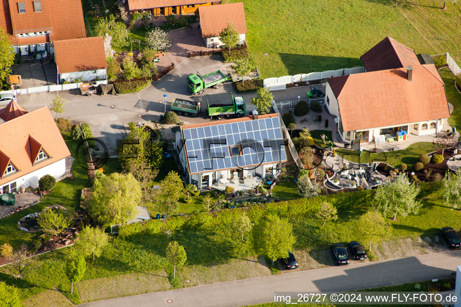 District Stupferich in Karlsruhe in the state Baden-Wuerttemberg, Germany from a drone