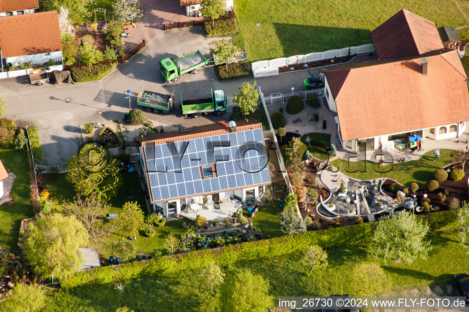 Aerial view of District Stupferich in Karlsruhe in the state Baden-Wuerttemberg, Germany