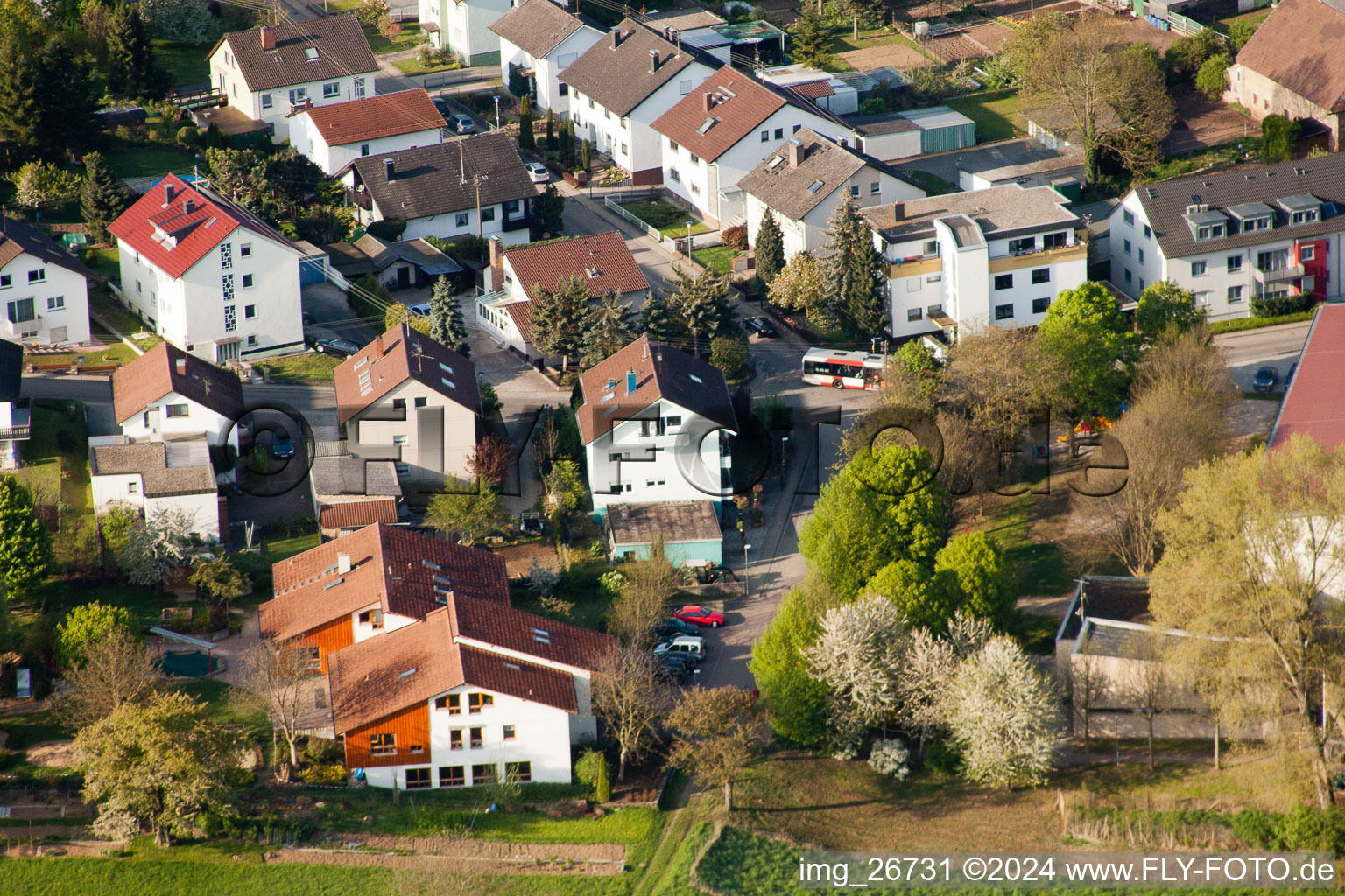 Aerial photograpy of District Stupferich in Karlsruhe in the state Baden-Wuerttemberg, Germany