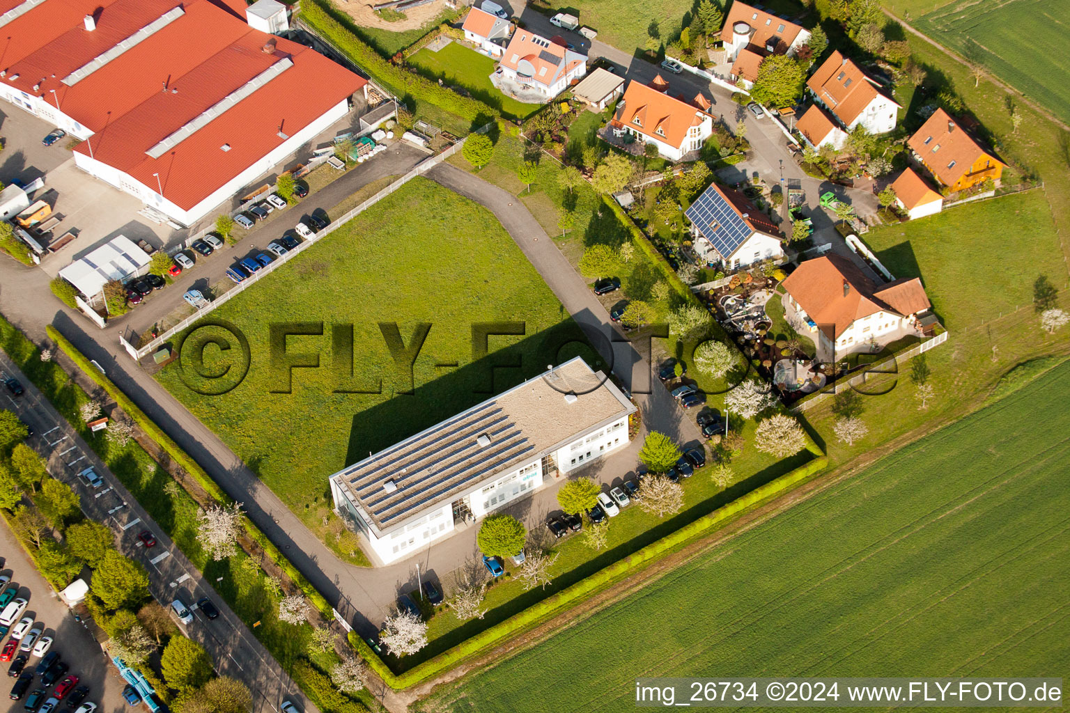 Oblique view of ABAS Project Management GmbH in the district Stupferich in Karlsruhe in the state Baden-Wuerttemberg, Germany