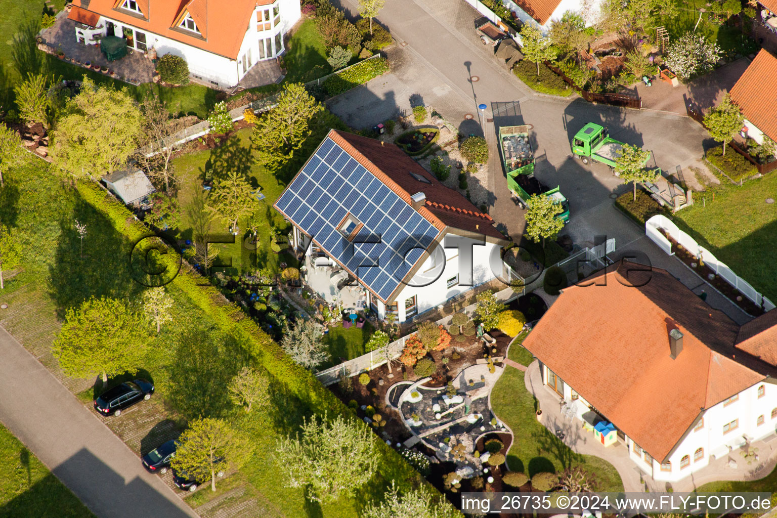 District Stupferich in Karlsruhe in the state Baden-Wuerttemberg, Germany from above