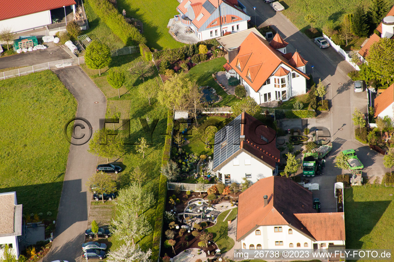 District Stupferich in Karlsruhe in the state Baden-Wuerttemberg, Germany seen from above