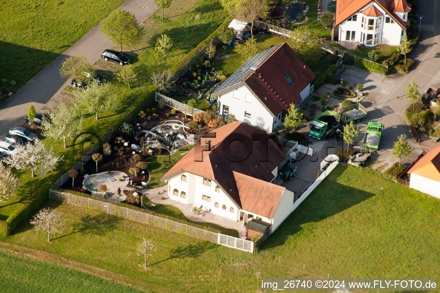 Bird's eye view of District Stupferich in Karlsruhe in the state Baden-Wuerttemberg, Germany