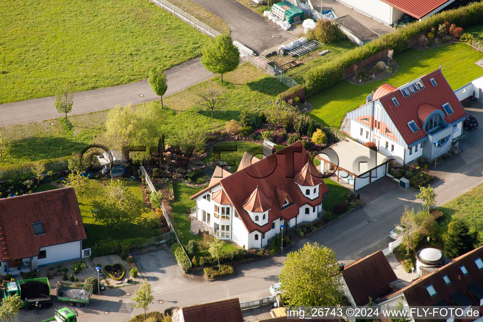 Drone recording of District Stupferich in Karlsruhe in the state Baden-Wuerttemberg, Germany