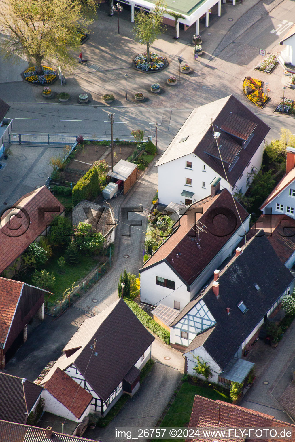 District Stupferich in Karlsruhe in the state Baden-Wuerttemberg, Germany from the plane