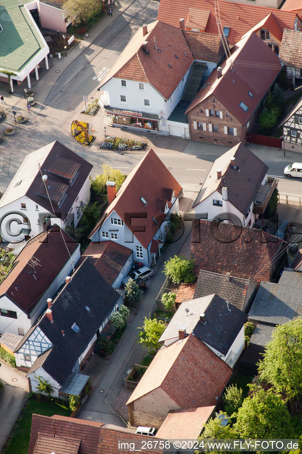 Bird's eye view of District Stupferich in Karlsruhe in the state Baden-Wuerttemberg, Germany