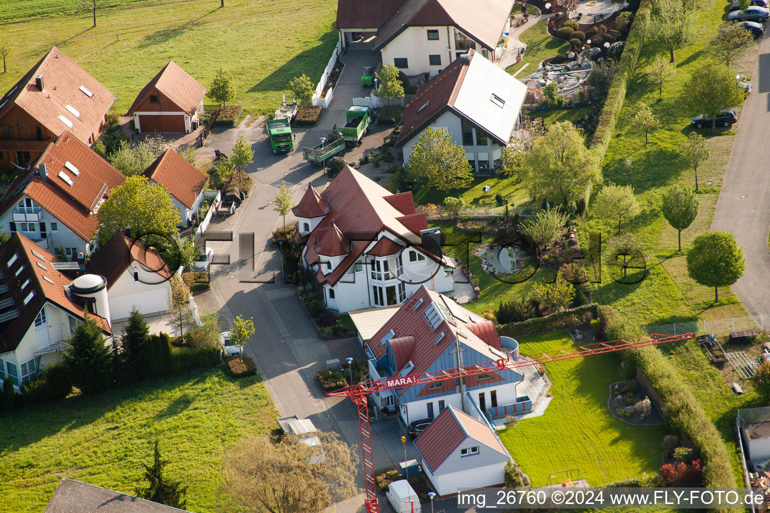 Drone recording of District Stupferich in Karlsruhe in the state Baden-Wuerttemberg, Germany