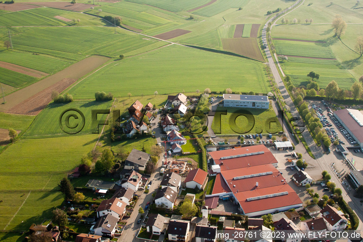 Drone image of District Stupferich in Karlsruhe in the state Baden-Wuerttemberg, Germany
