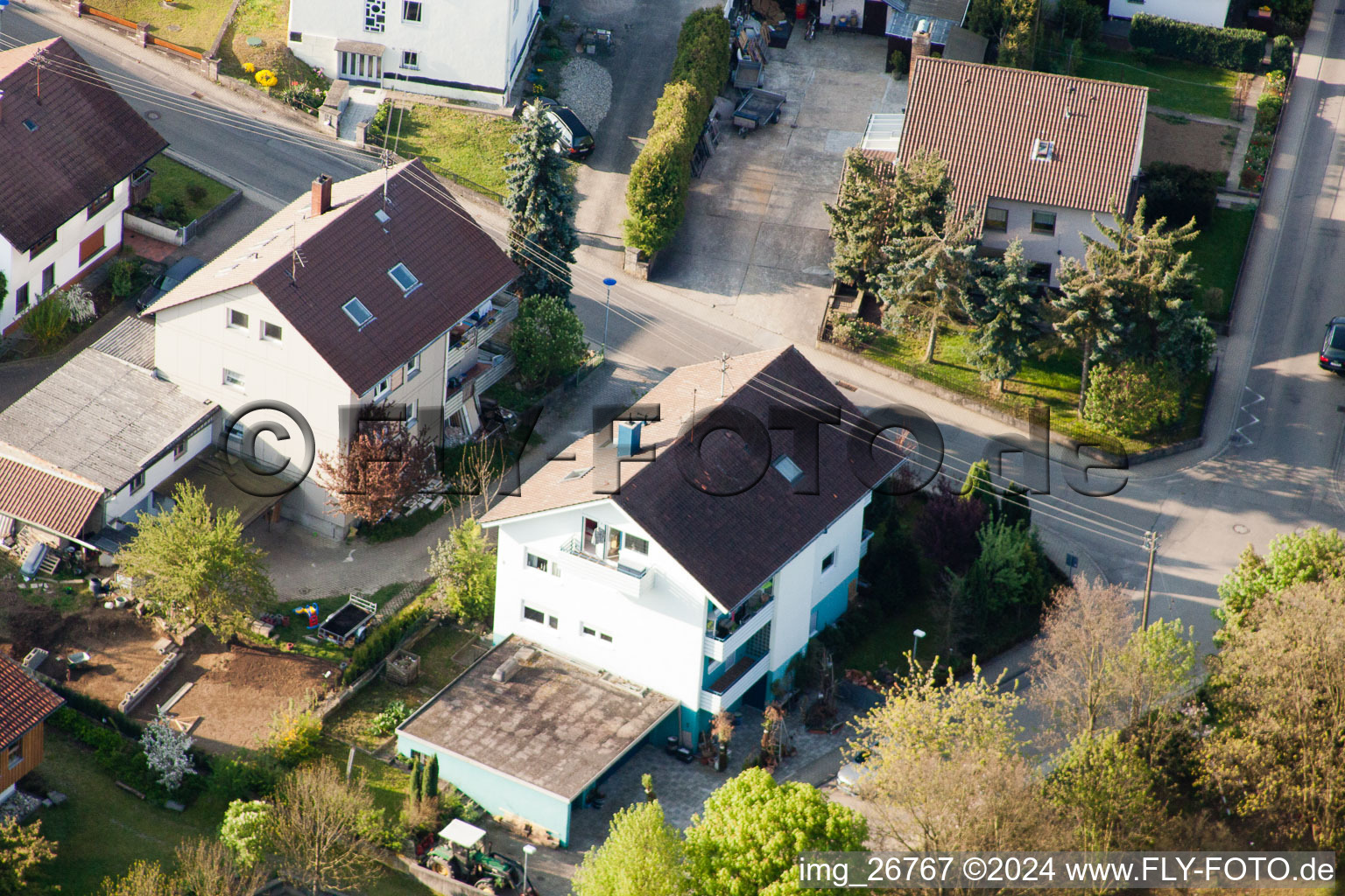 Aerial photograpy of District Stupferich in Karlsruhe in the state Baden-Wuerttemberg, Germany