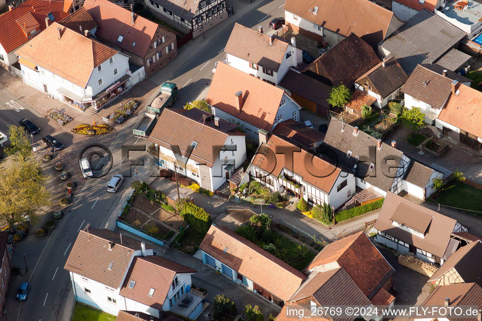 District Stupferich in Karlsruhe in the state Baden-Wuerttemberg, Germany from above