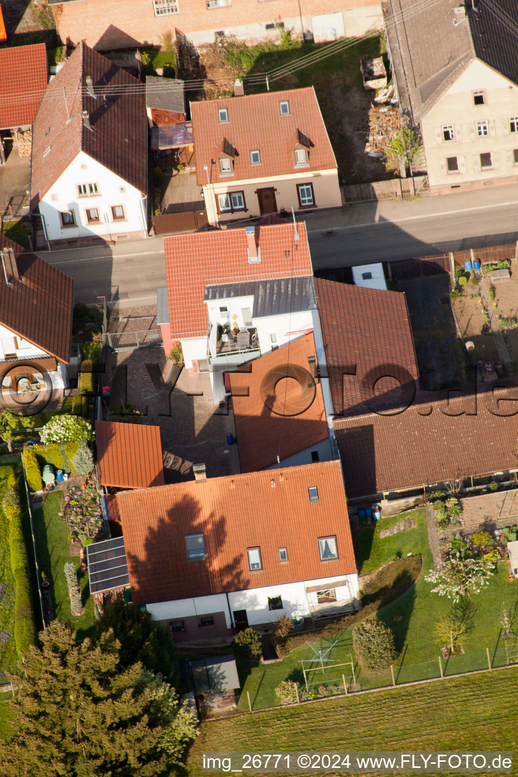 District Stupferich in Karlsruhe in the state Baden-Wuerttemberg, Germany seen from above