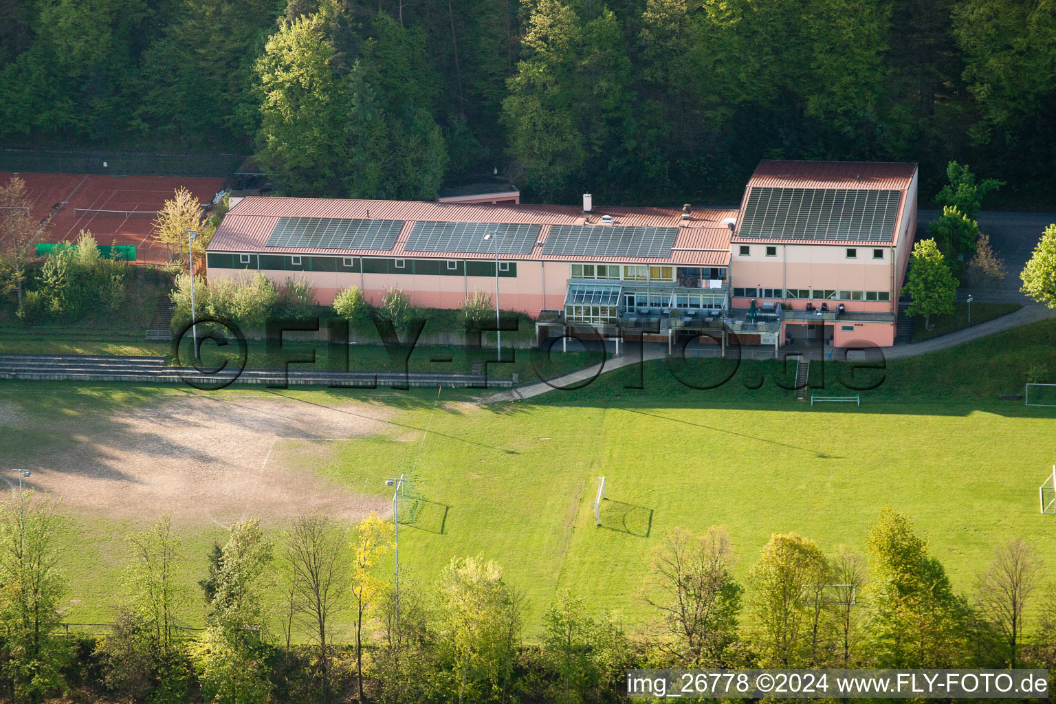 Bird's eye view of District Stupferich in Karlsruhe in the state Baden-Wuerttemberg, Germany