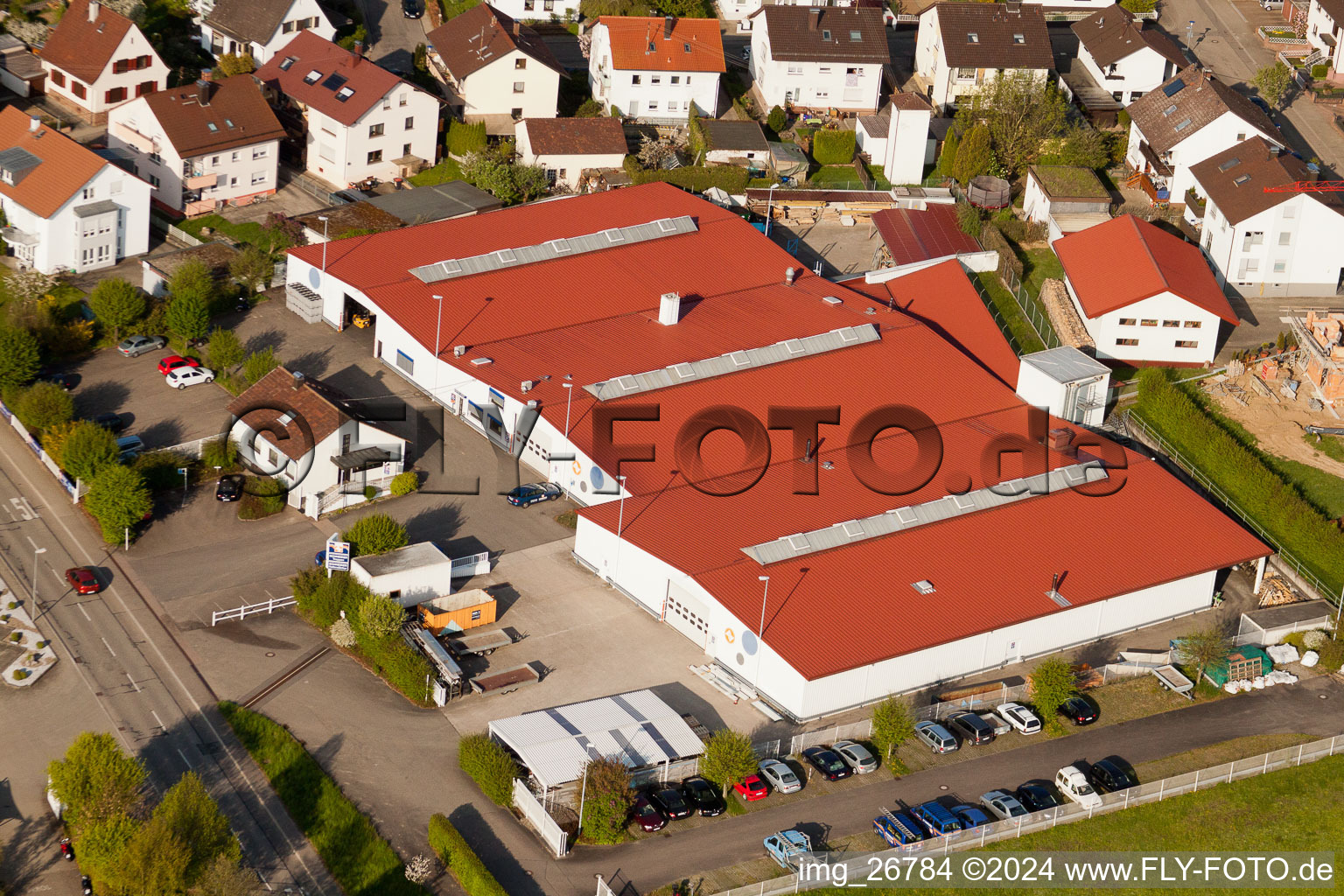 Schneider Roof + Timber Construction GmbH in the district Stupferich in Karlsruhe in the state Baden-Wuerttemberg, Germany from above