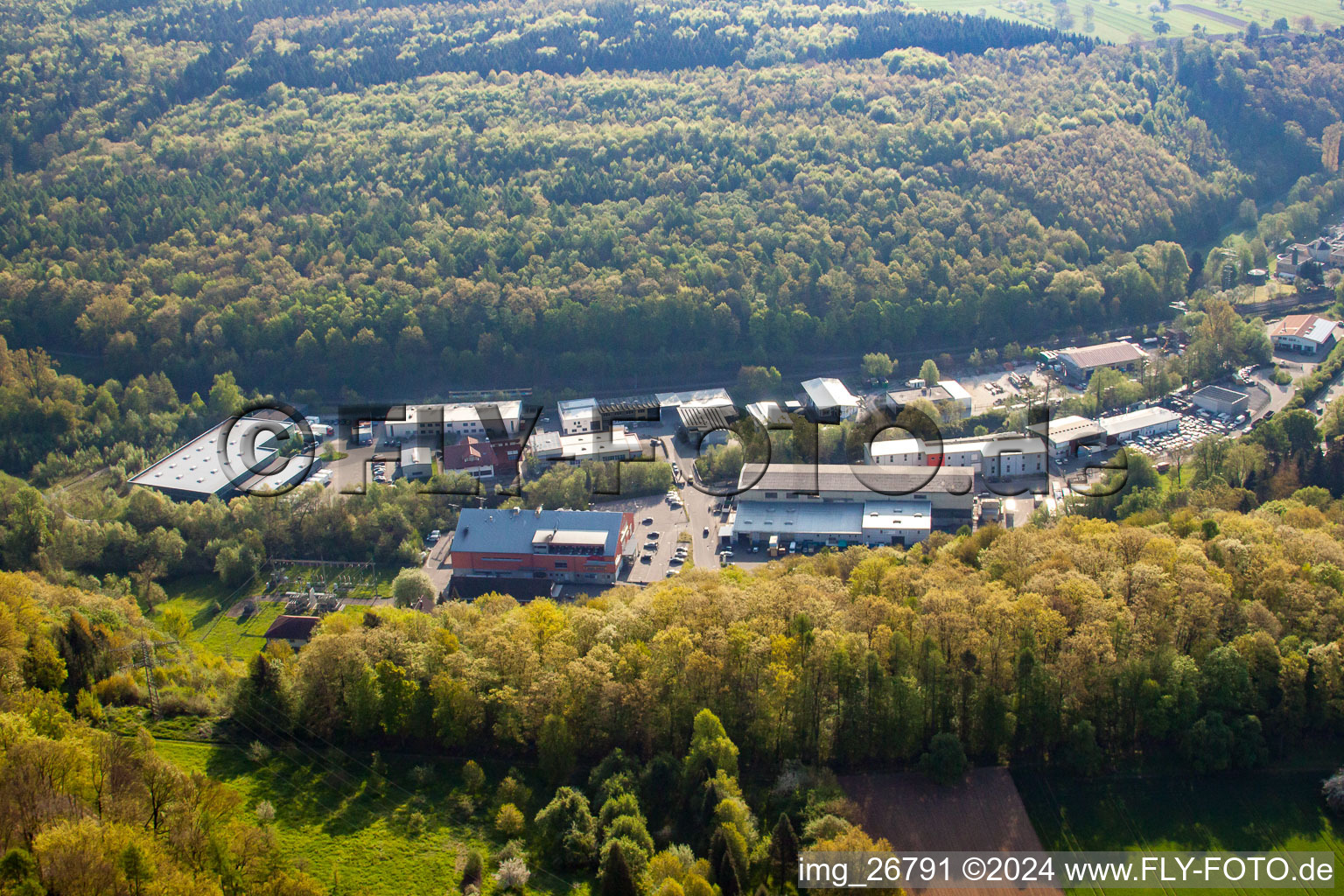 Industrial area Hammerwerkstr in the district Kleinsteinbach in Pfinztal in the state Baden-Wuerttemberg, Germany