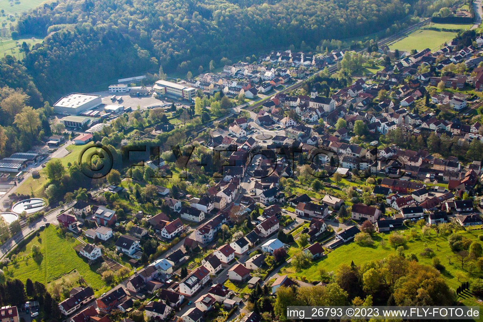Aerial photograpy of District Kleinsteinbach in Pfinztal in the state Baden-Wuerttemberg, Germany