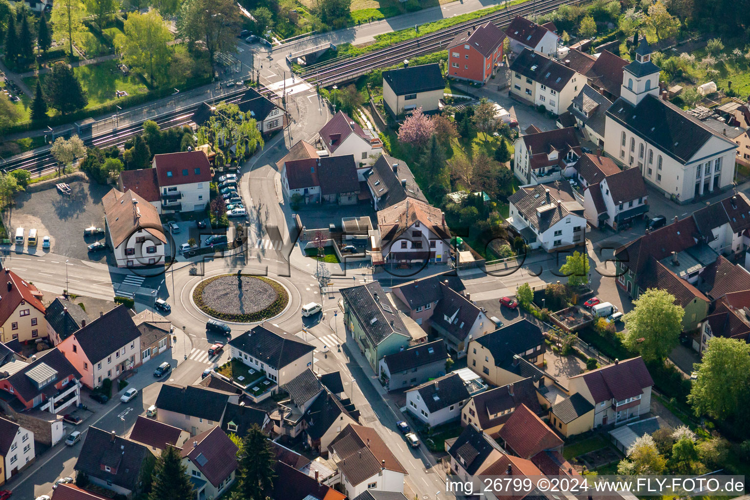 Village view in the district Wilferdingen in Pfinztal in the state Baden-Wurttemberg, Germany