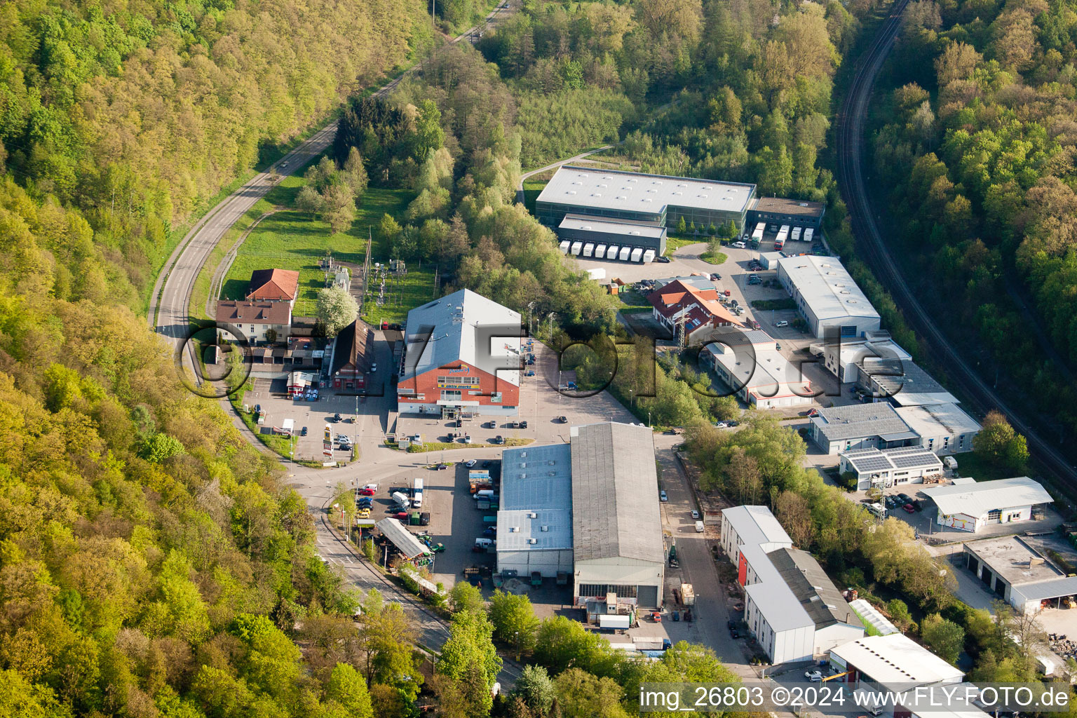 Industrial area Hammerwerkstr in the district Kleinsteinbach in Pfinztal in the state Baden-Wuerttemberg, Germany