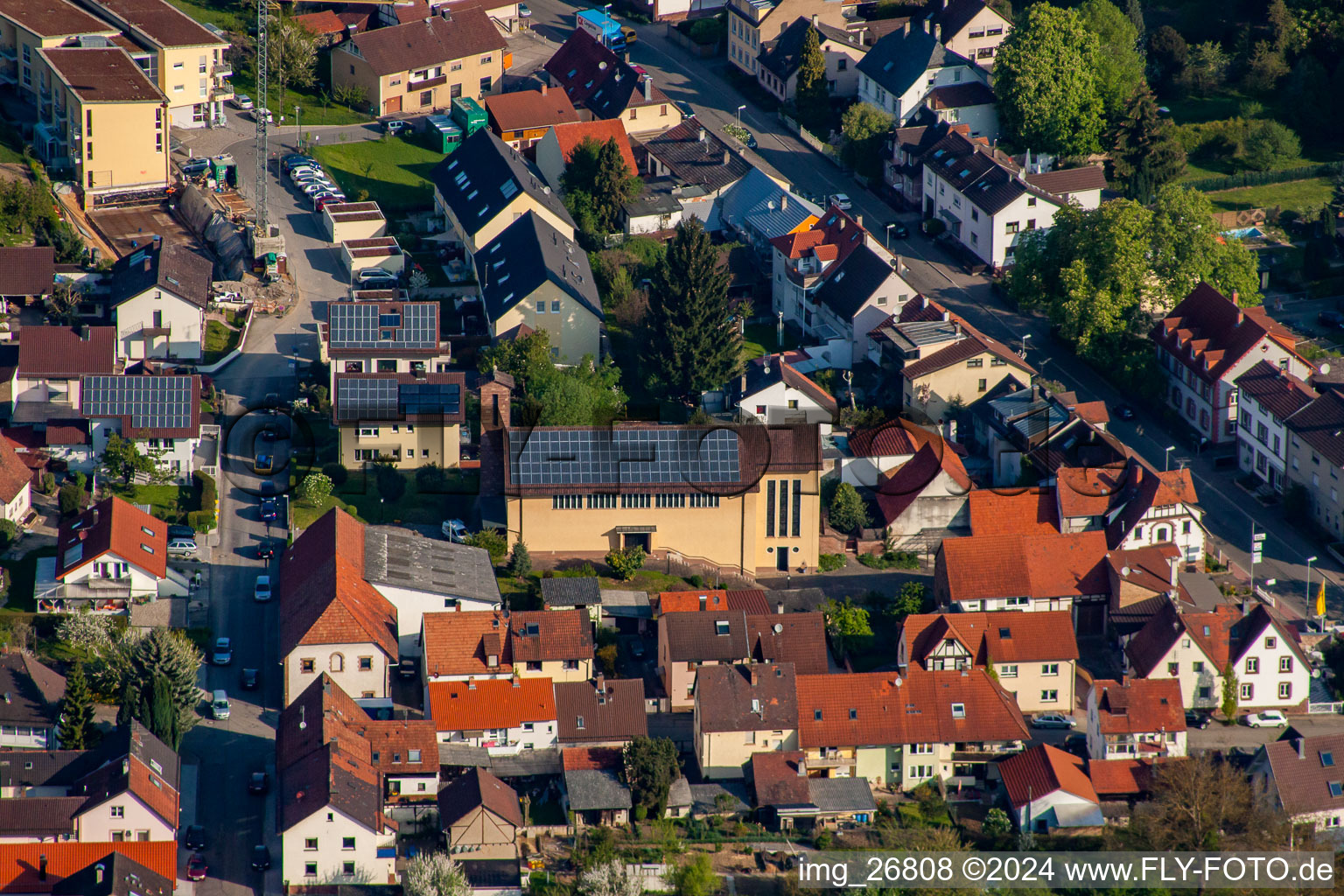 Bühlstrasse St. Pius X in the district Söllingen in Pfinztal in the state Baden-Wuerttemberg, Germany