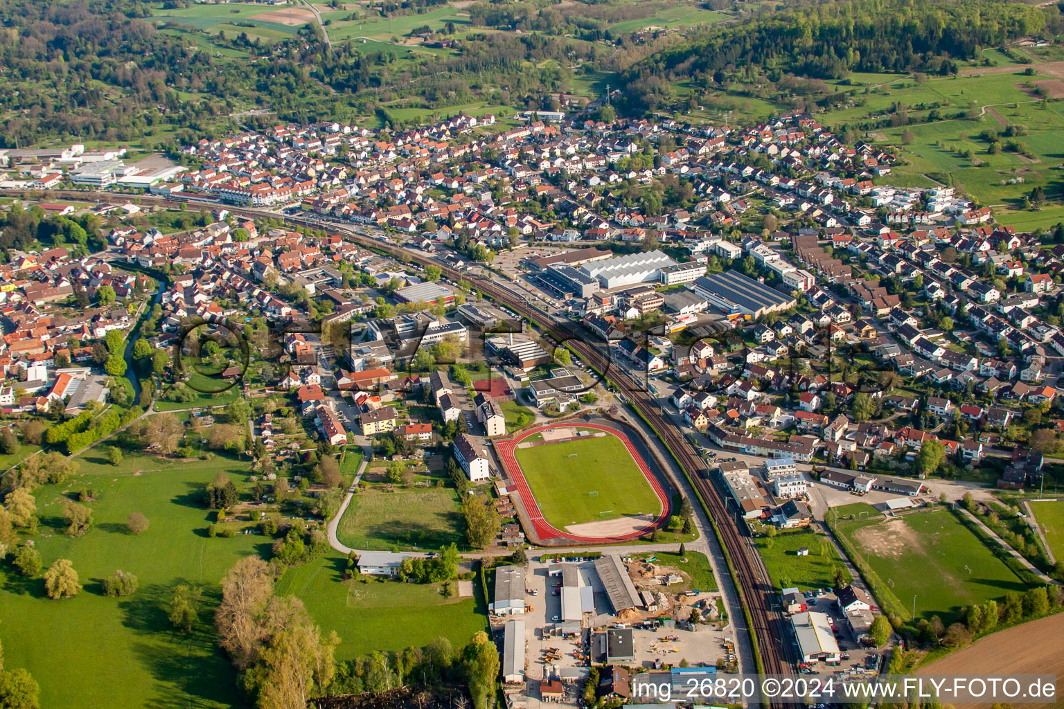 From the southeast in the district Berghausen in Pfinztal in the state Baden-Wuerttemberg, Germany