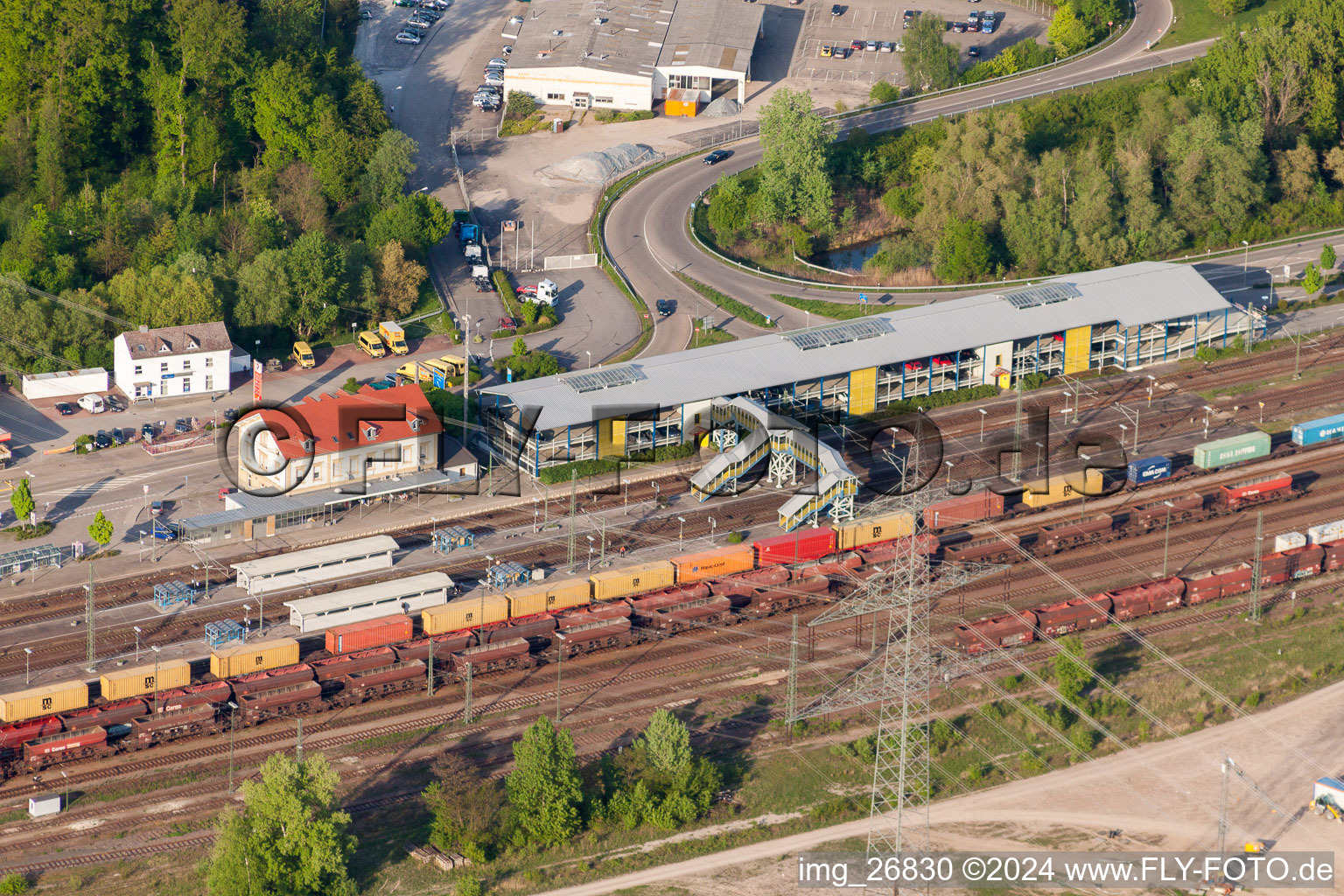 Station railway building and park-house of the Deutsche Bahn in Woerth am Rhein in the state Rhineland-Palatinate, Germany