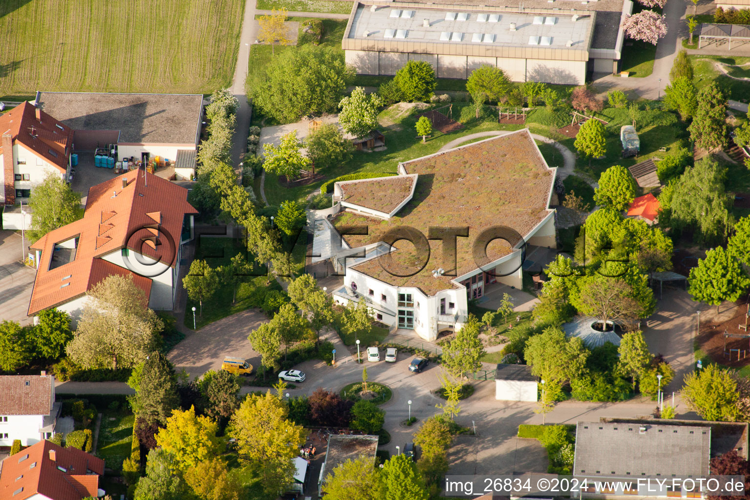 District Maximiliansau in Wörth am Rhein in the state Rhineland-Palatinate, Germany from the plane