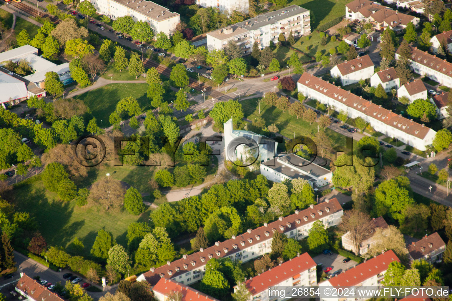 Philippus Church in the district Daxlanden in Karlsruhe in the state Baden-Wuerttemberg, Germany