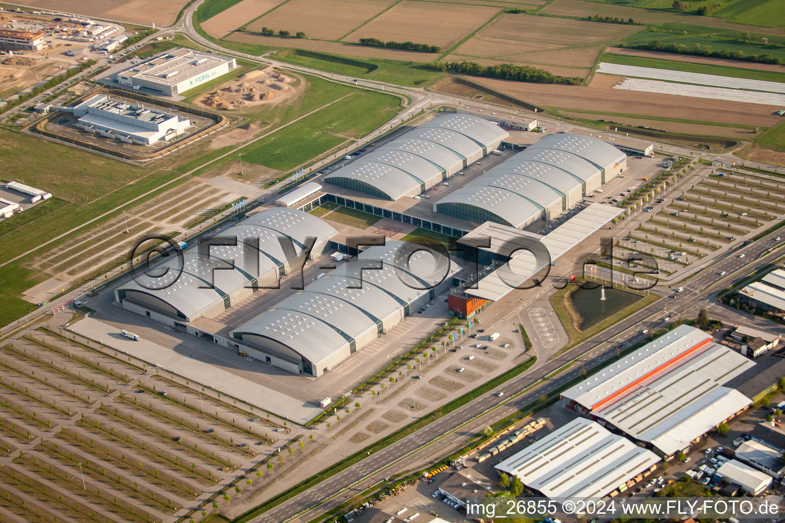 New Trade Fair, DM Arena in the district Forchheim in Rheinstetten in the state Baden-Wuerttemberg, Germany from above