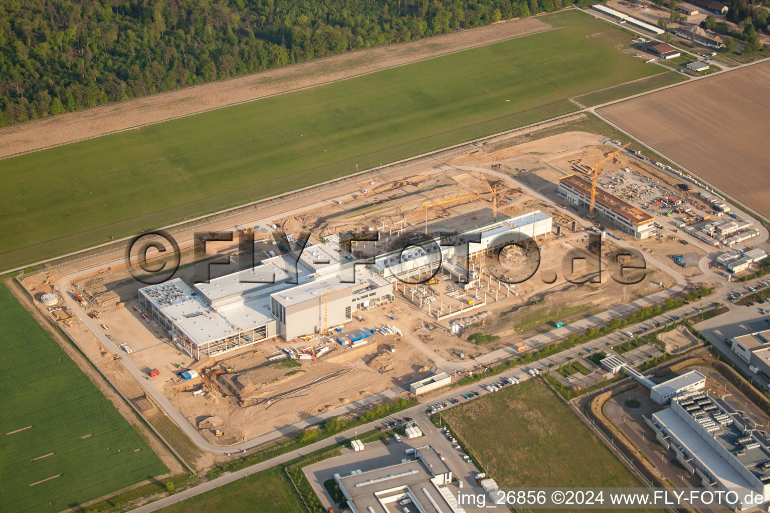 New building of EDEDKA Südwestfleisch at the gliding airfield in the district Silberstreifen in Rheinstetten in the state Baden-Wuerttemberg, Germany