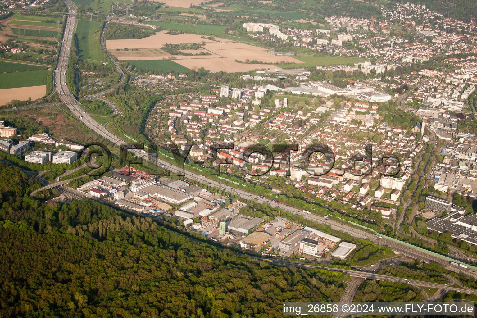 Industrial Area West in Ettlingen in the state Baden-Wuerttemberg, Germany