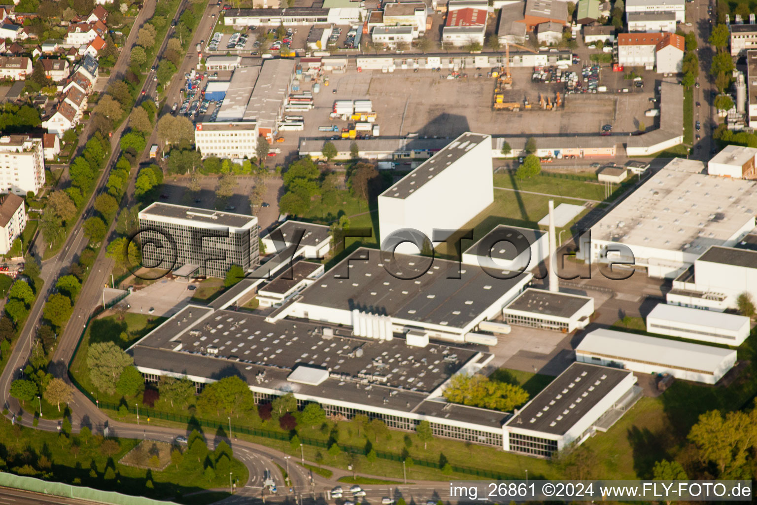 Aerial view of Individual Solutions in Ettlingen in the state Baden-Wuerttemberg, Germany